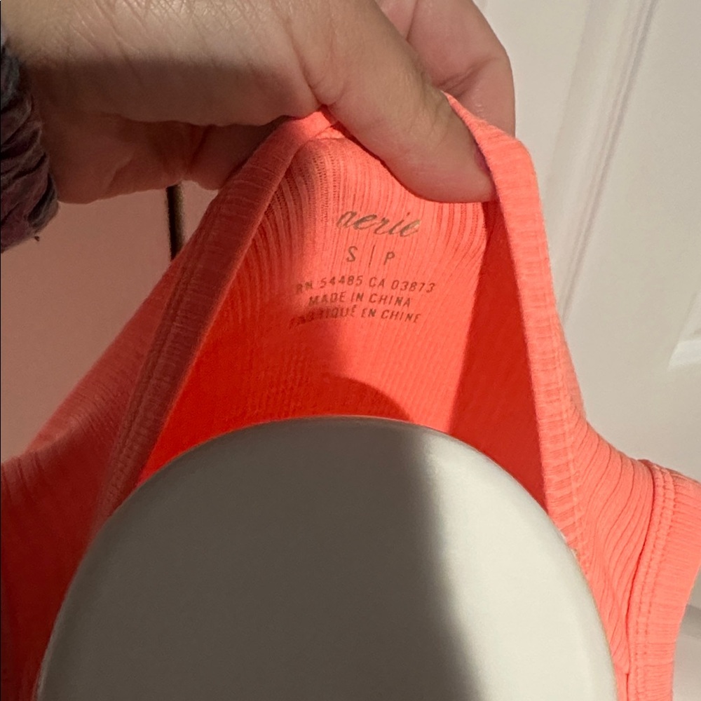 Aerie Neon Orange Ruched Ribbed Midi Dress with side slit size small‎ - Picture 6 of 7